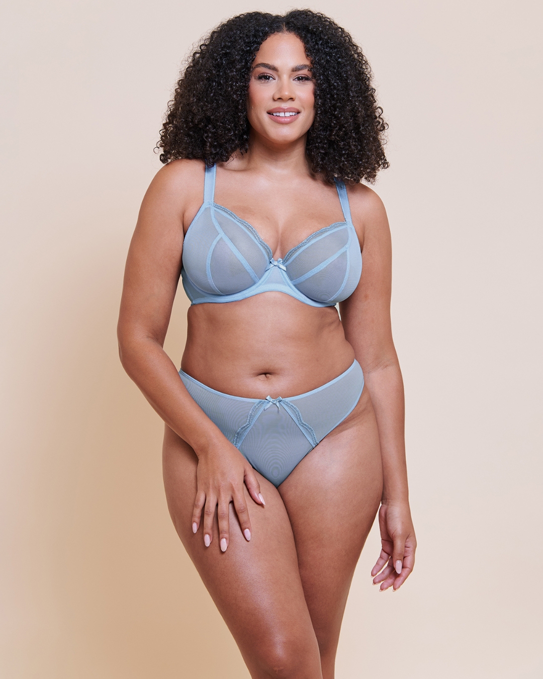 Lightstyle Scallop Plunge Bra in Light Blue and Silver
