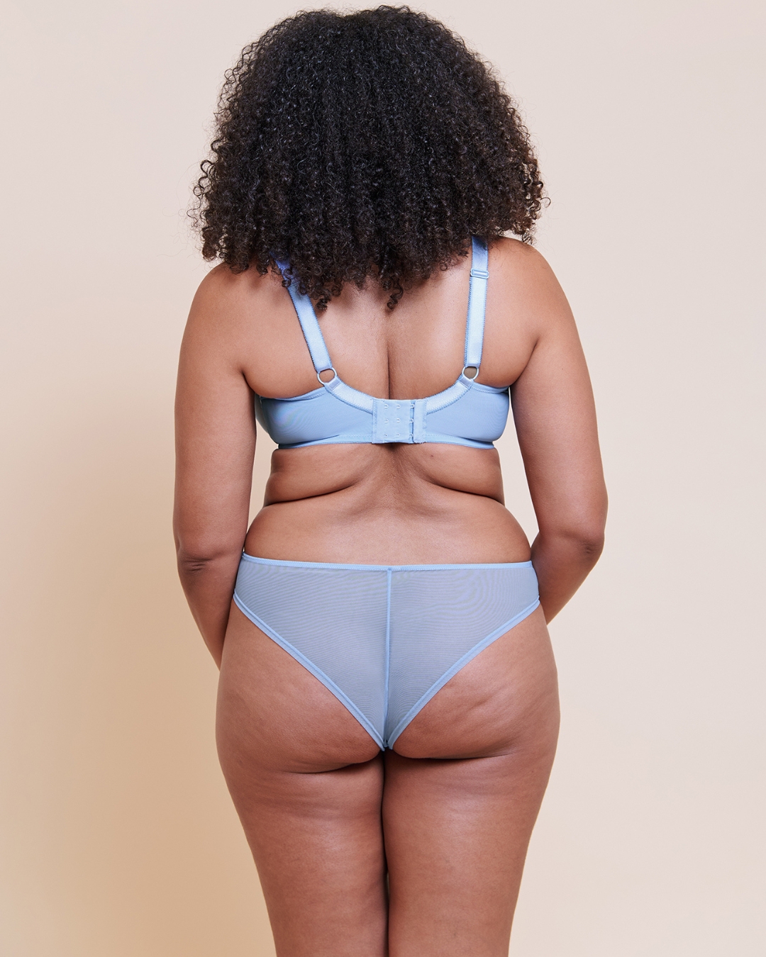 Lightstyle Scallop Plunge Bra in Light Blue and Silver — detail view